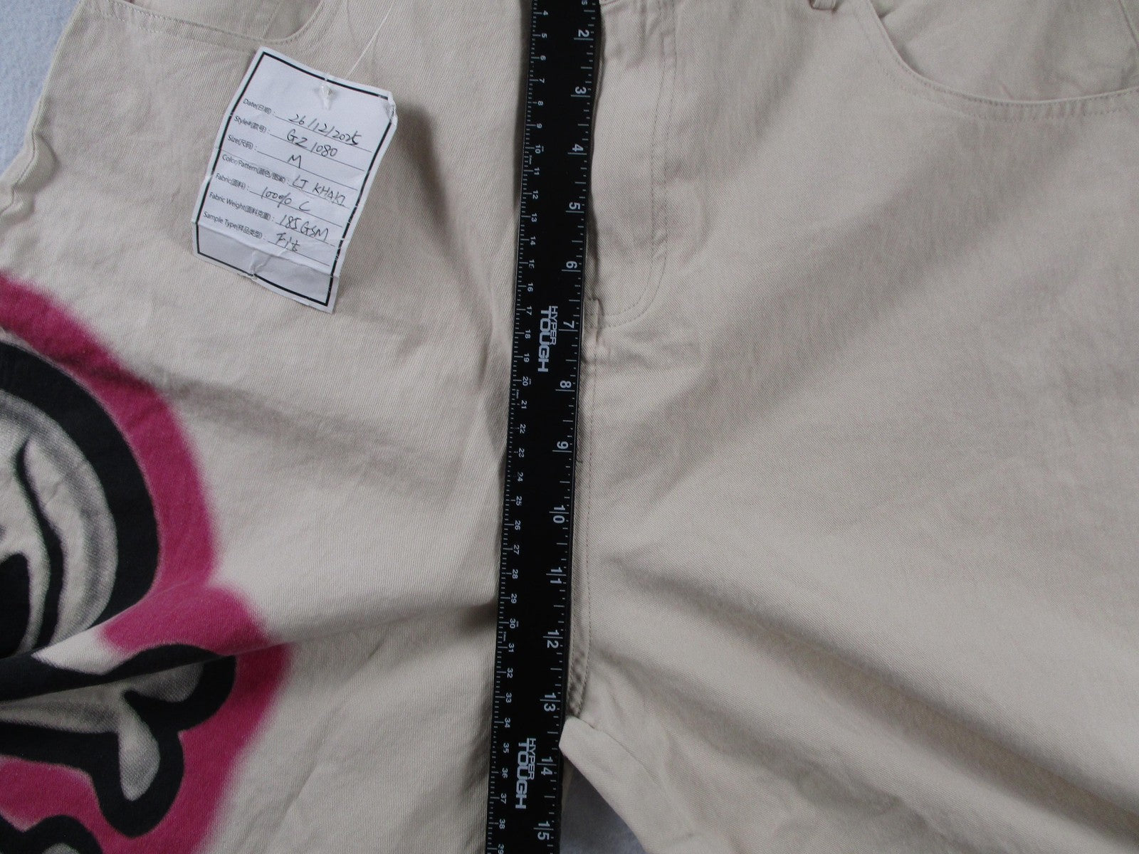 Hard Goods Sample Shorts Men Medium Beige Skull Crossbones Graffiti Chino Canvas13