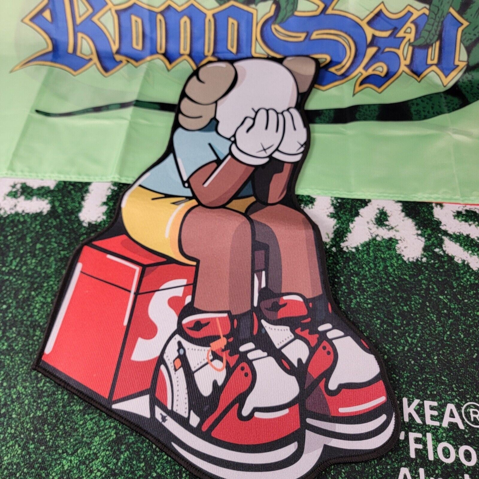 Supreme Kaws Figure Shaped Soft Rug, Sneakerhead, Street Art Carpet, 30"x20"1
