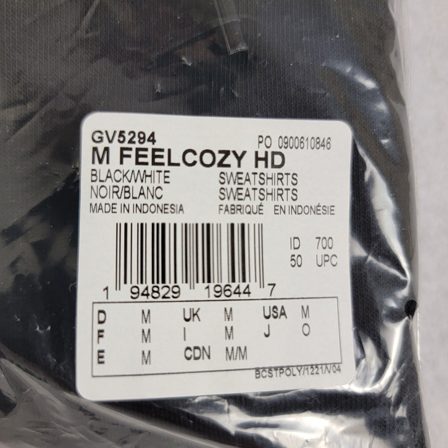 Adidas Mens Feelcozy Hoodie Black Sz M GV5294