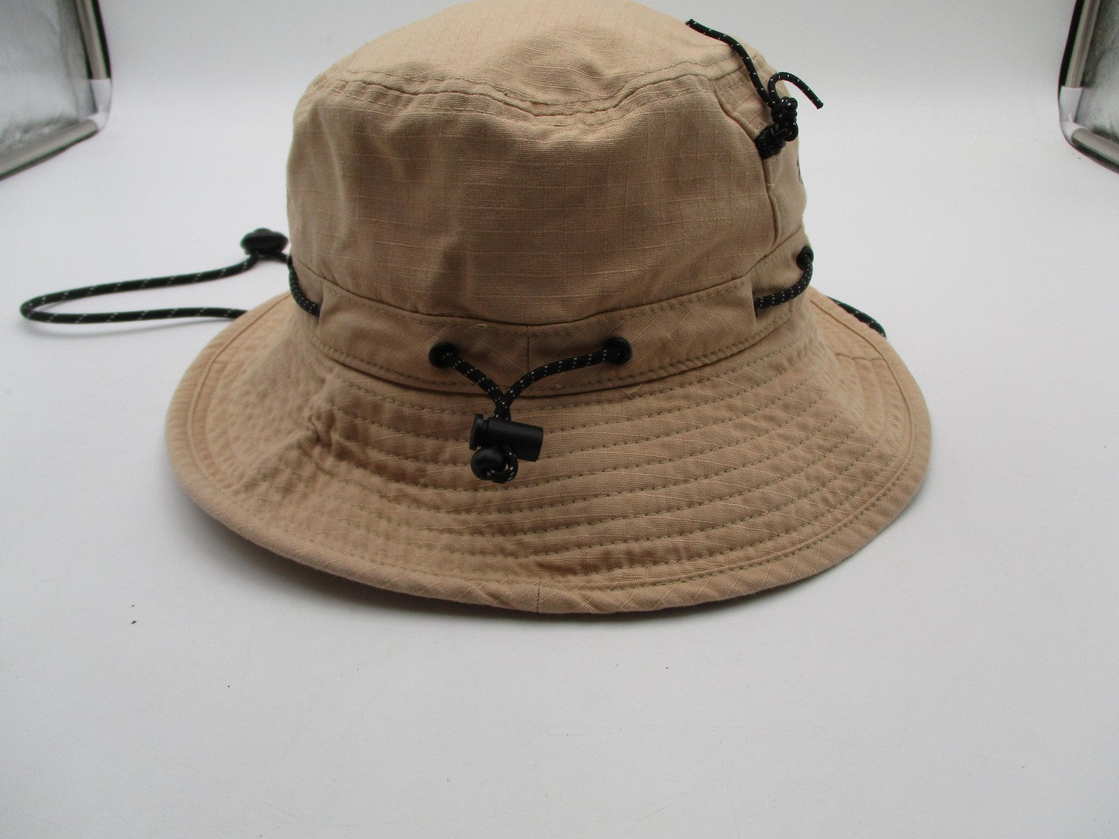 Adidas Hat Cap Bucket Mens One Size Beige Canvas Trefoil Logo Outdoor Hiking4