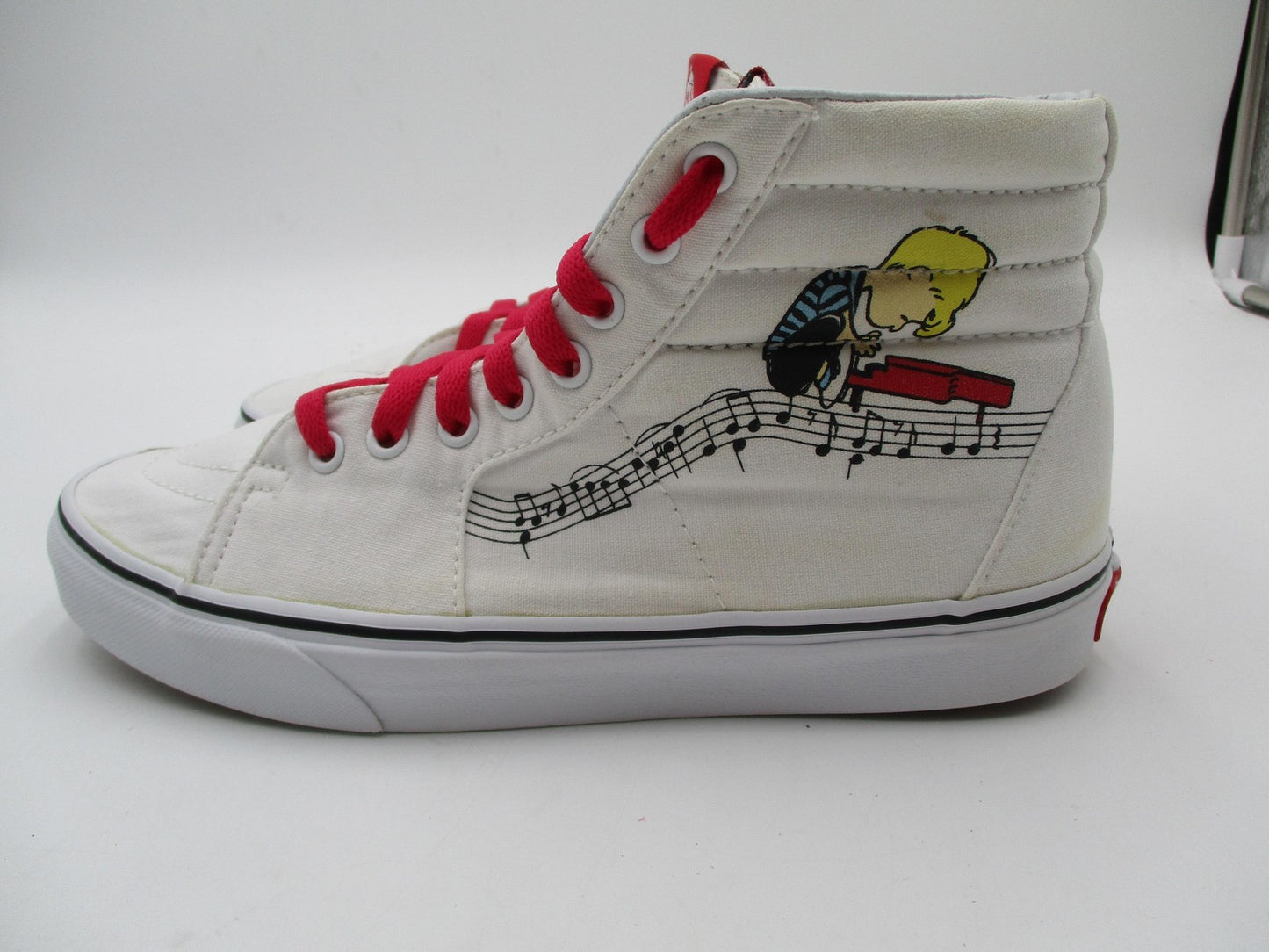 Vans Peanuts Sk8-Hi Shoes Mens Size 8.5 White Red Snoopy High Top Music 5007144
