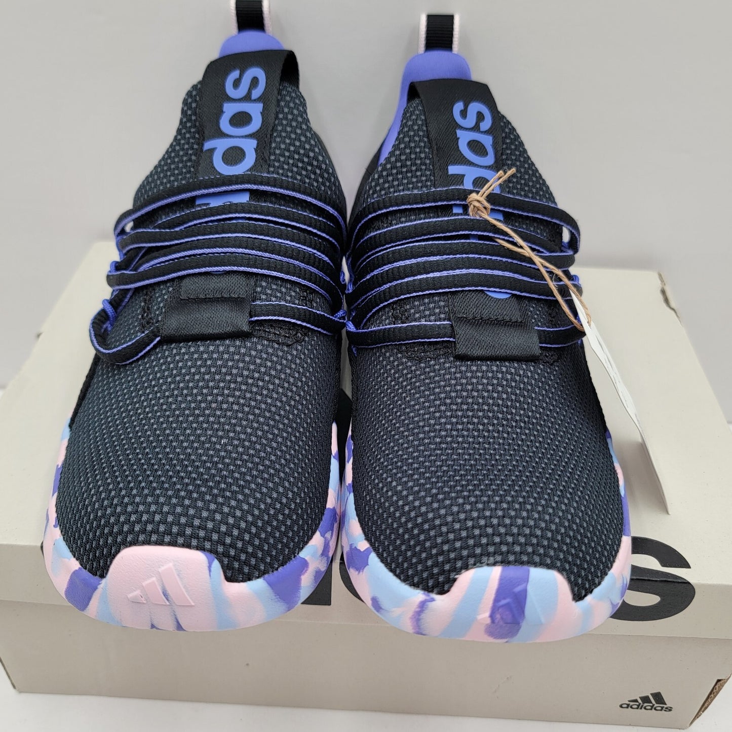 Adidas Kids Sz 3 Lite Racer Adapt 7 Running Slip On Tie Dye Blue Purple Sneaker2