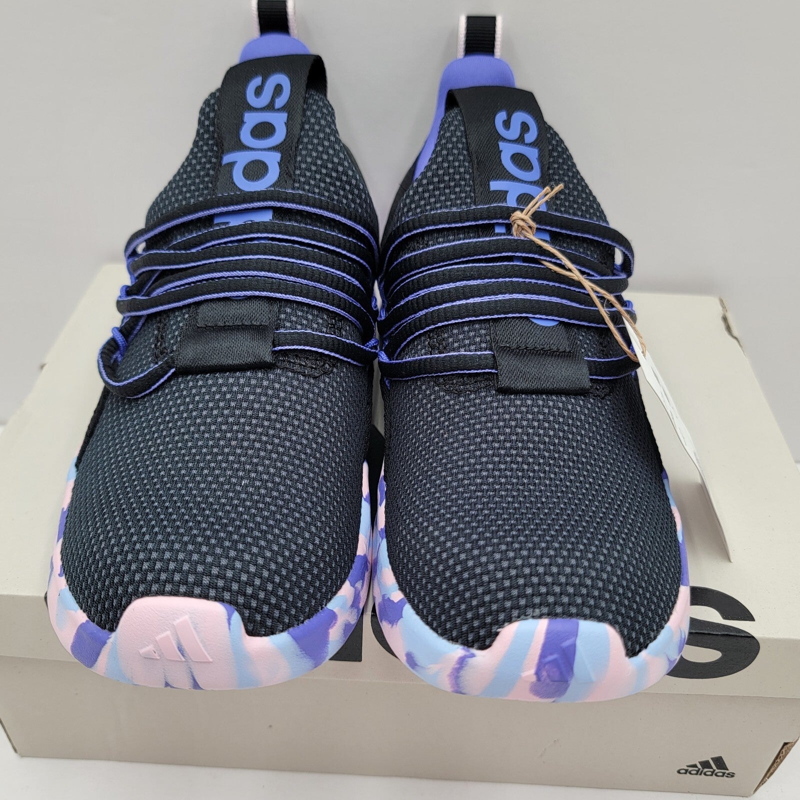 Adidas Kids Sz 3 Lite Racer Adapt 7 Running Slip On Tie Dye Blue Purple Sneaker2
