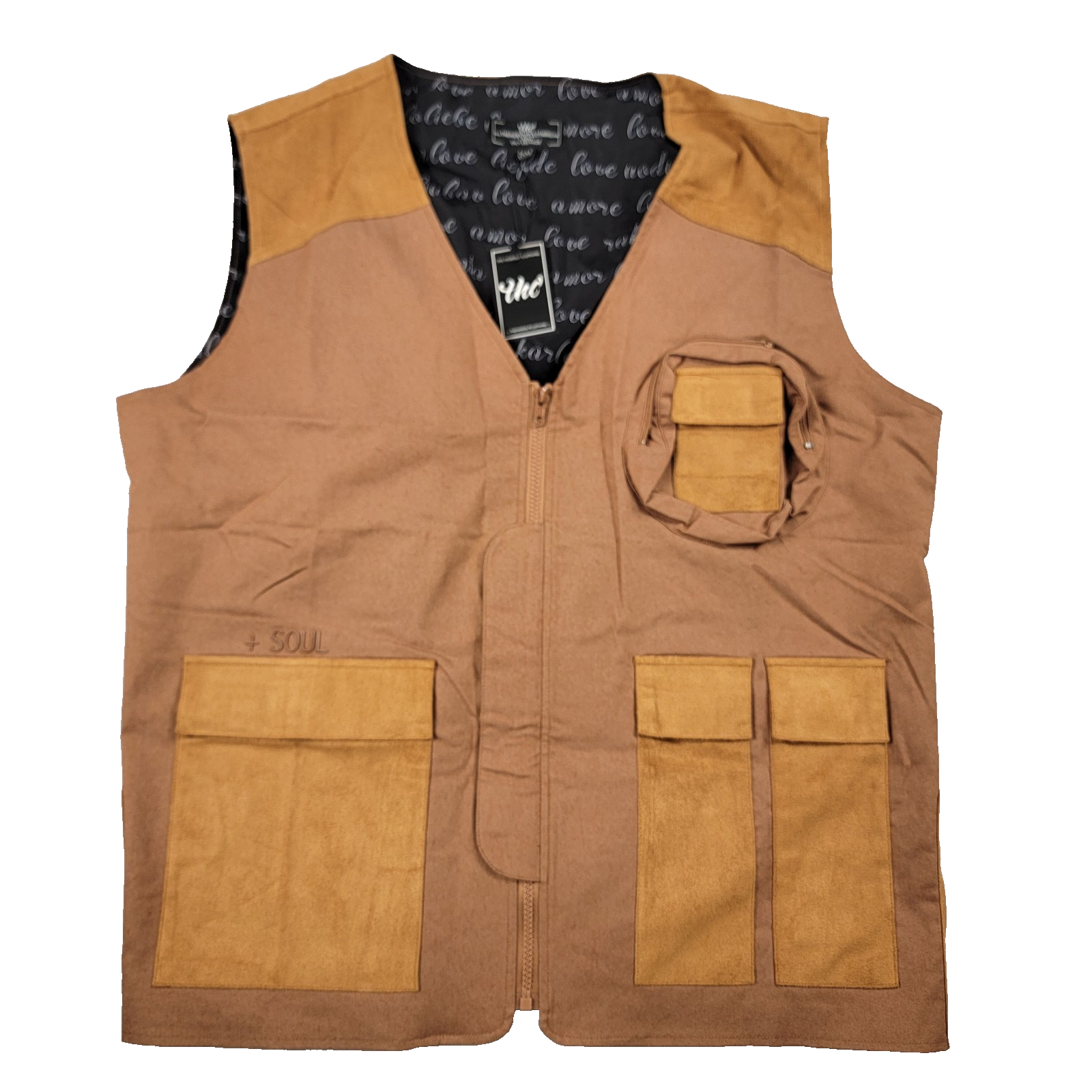 The Hideout Clothing Soul Utility Vest XL Brown Tan Limited Edition NWT 7600