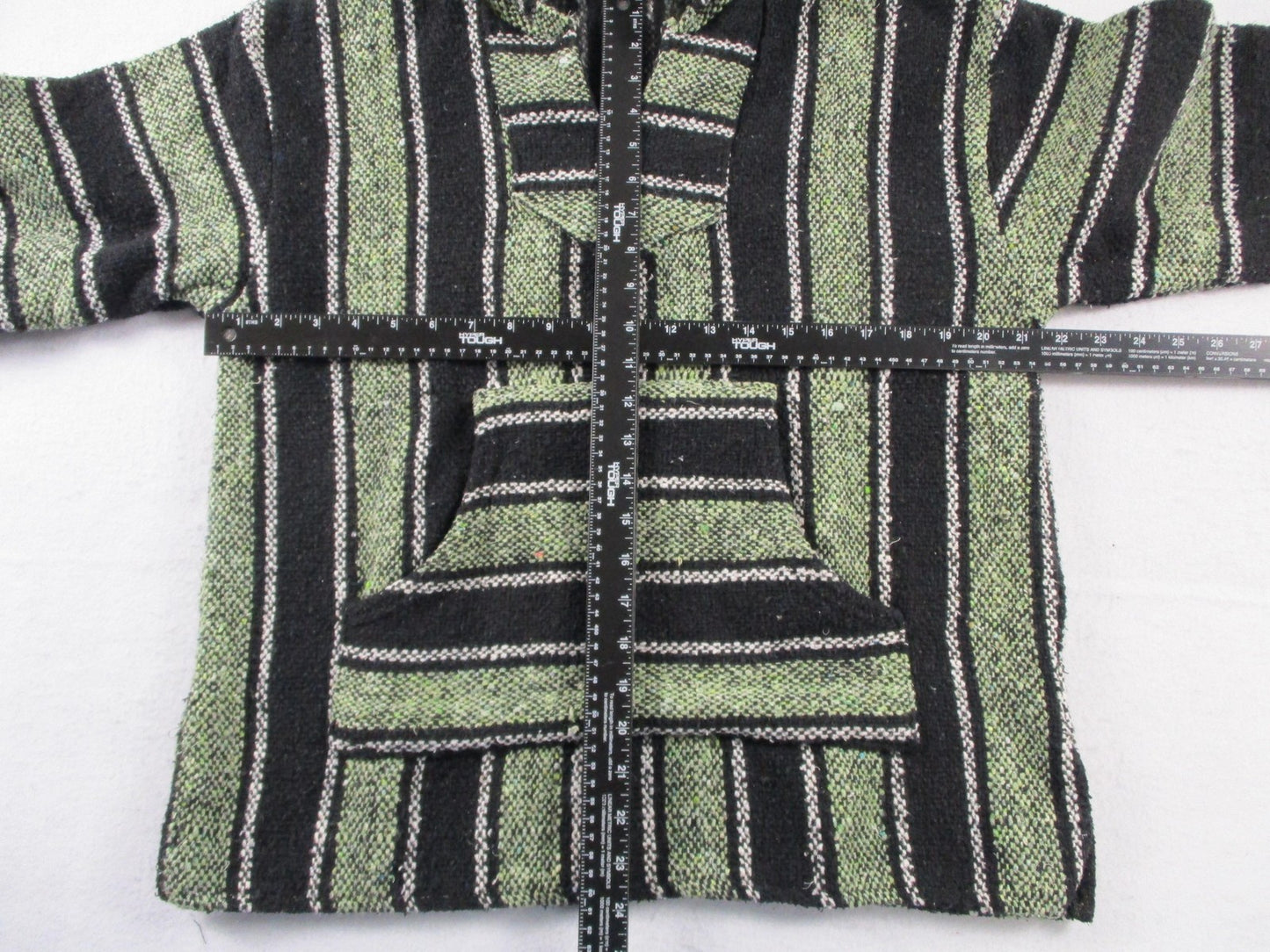 Sunspecs Hoodie Mens Medium Green Black Striped Pullover Knit Baja Pocket4