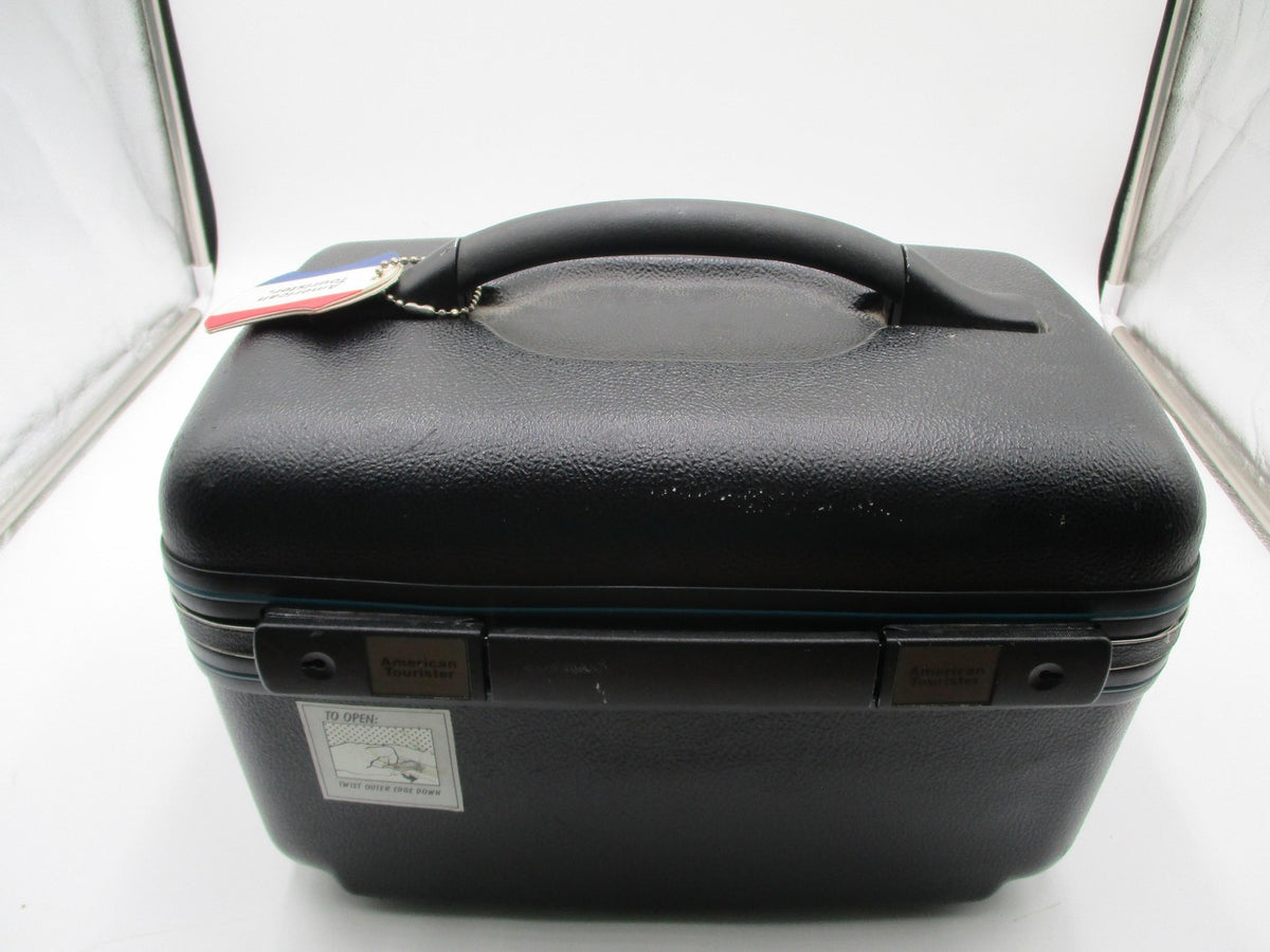 American Tourister Black 13" Hard Train Case Locking Women Cosmetic Makeup Bag1