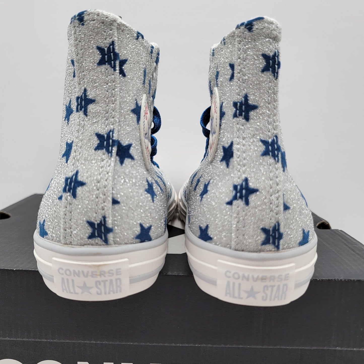 Converse CTAS High 'Glitter Blue Stars' Sz 4Y - New4