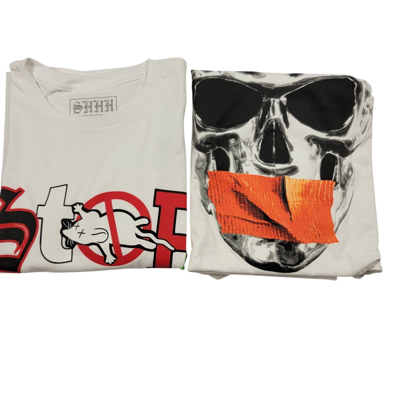 Bobby Shmurda SHHH 2XL Graphic Tee 2Pack Stop Snitching + Skull NEW 7270
