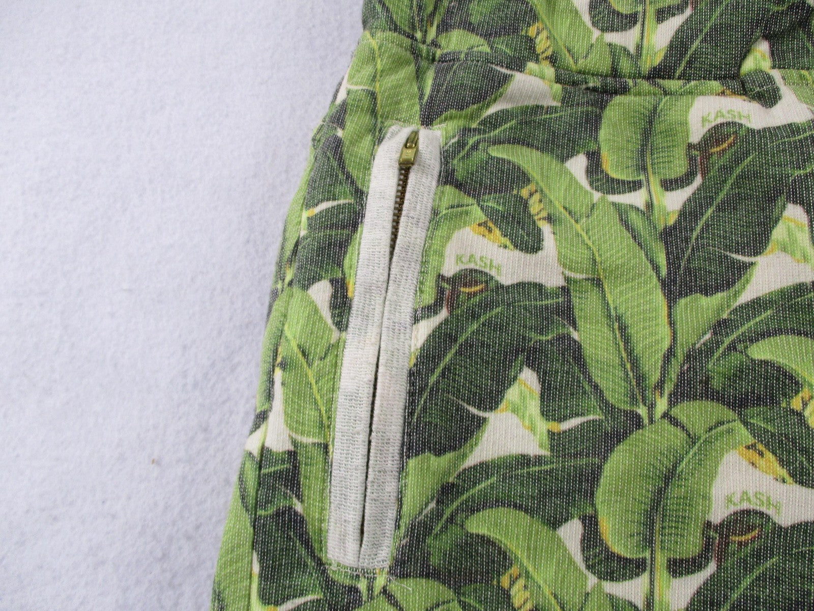KASH Sweatsuit Set Mens Large Green Tropical Leaf Hoodie Shorts 2 Piece USA 167413