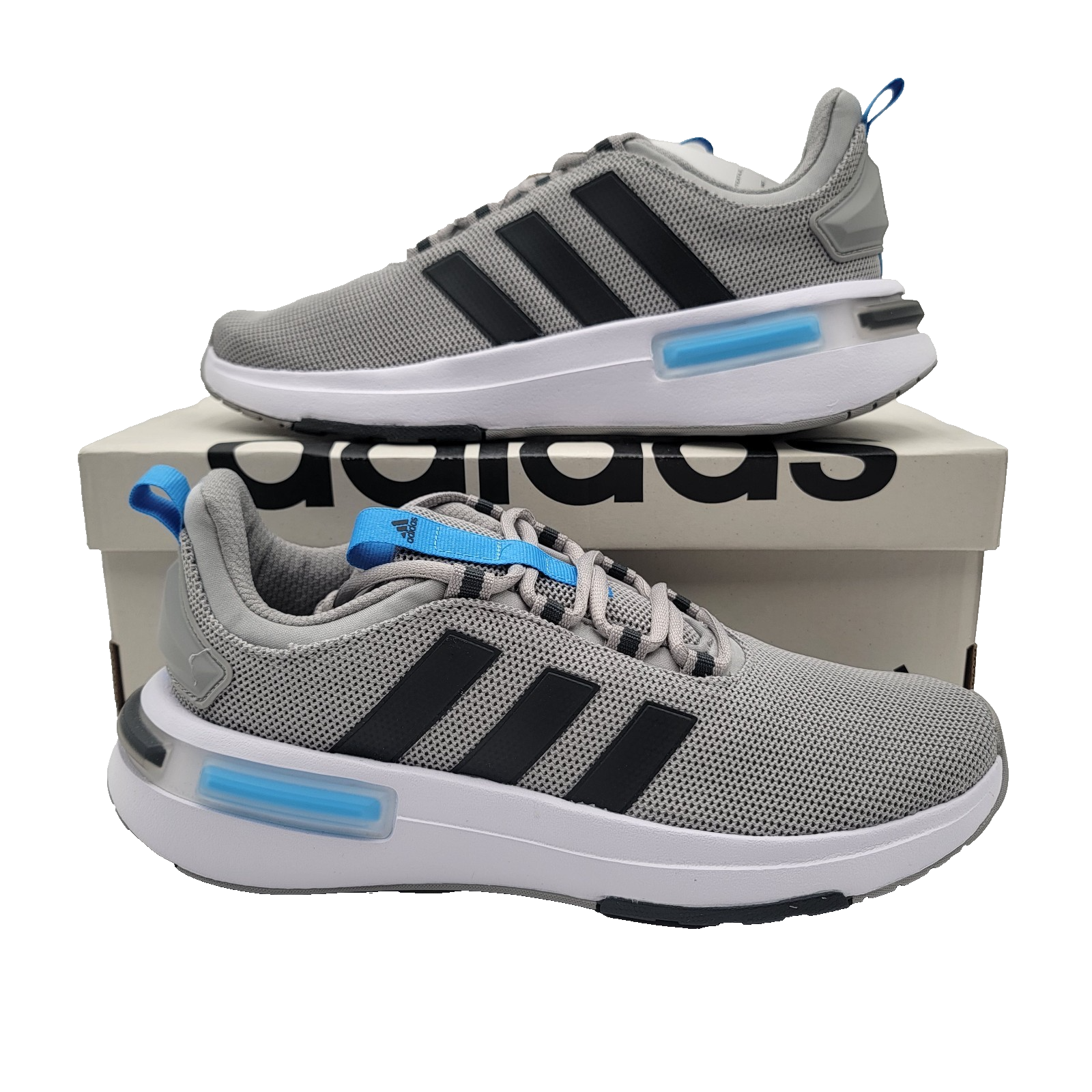 Adidas Men's Racer TR23 Running Sneakers | Grey/Black/Blue | Size: 7.5 M0
