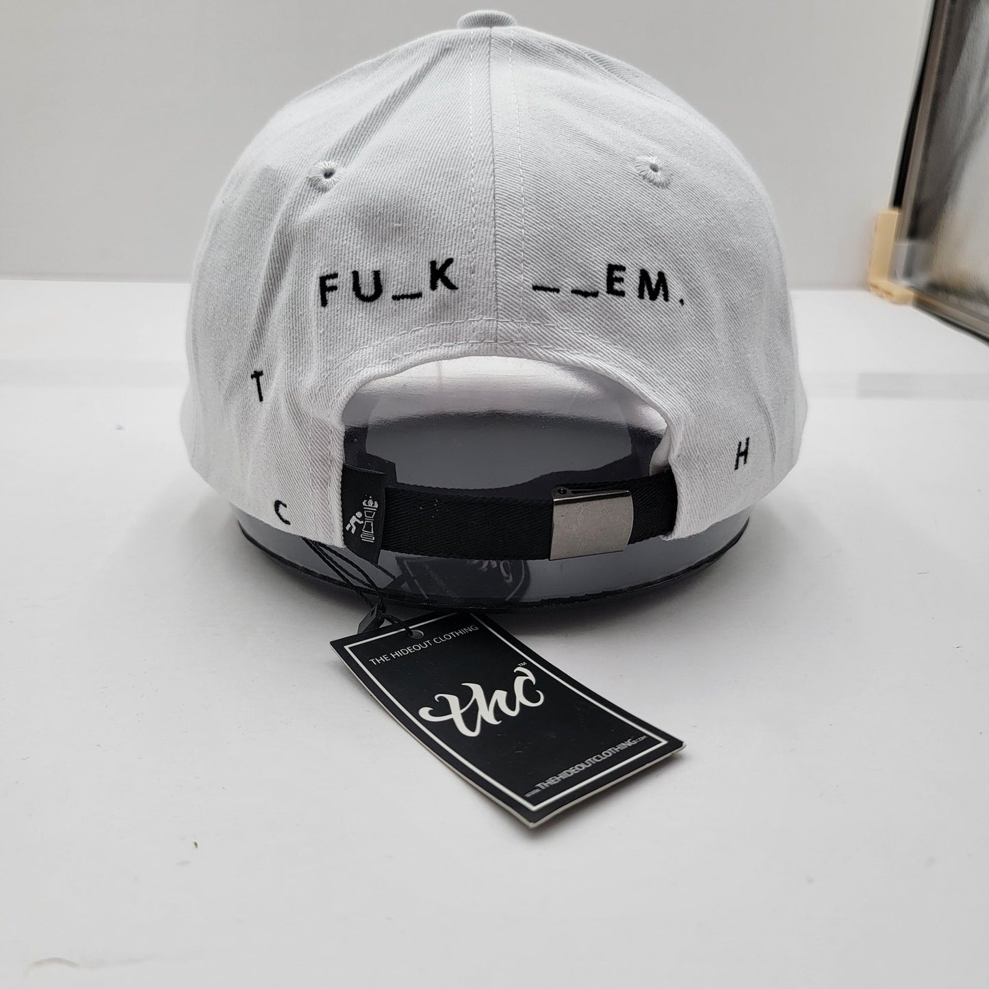 THC The Hideout Clothing Blank Letters Dad Cap White/Flamingo Pink 1 of 1002