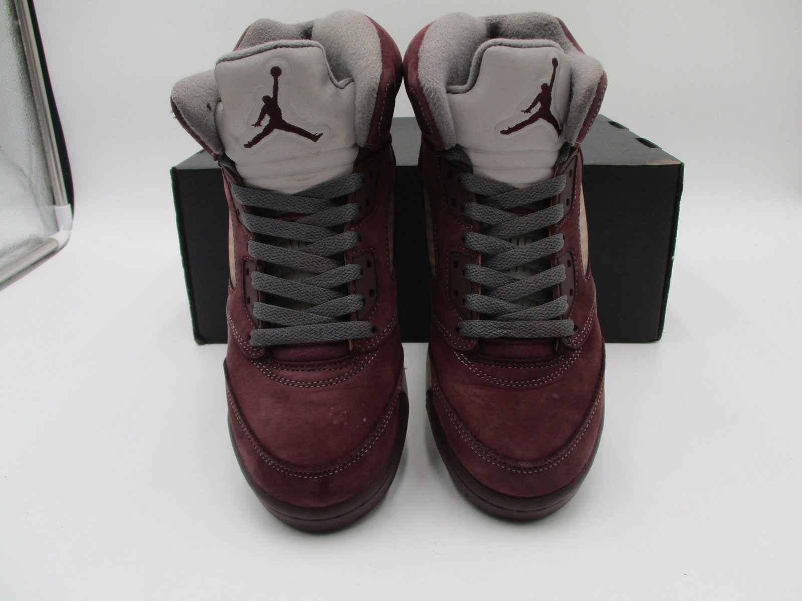 Nike Air Jordan 5 Retro Shoes Size 5.5Y Burgundy Gray Suede GS FN4233-600 (1E3)4