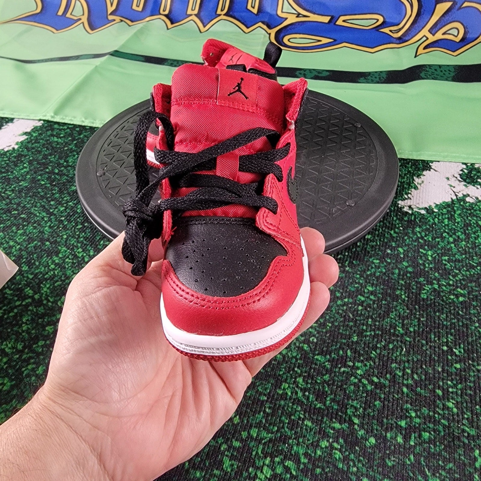 Toddler's Jordan 1 Mid "Reverse Bred" Gym Red/Black-White (640735 660) Sz 6c2