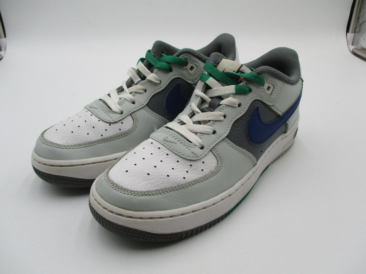 Nike Air Force 1 Low Shoes Youth Size 6Y Gray Green Blue Sneakers FB9035-0010