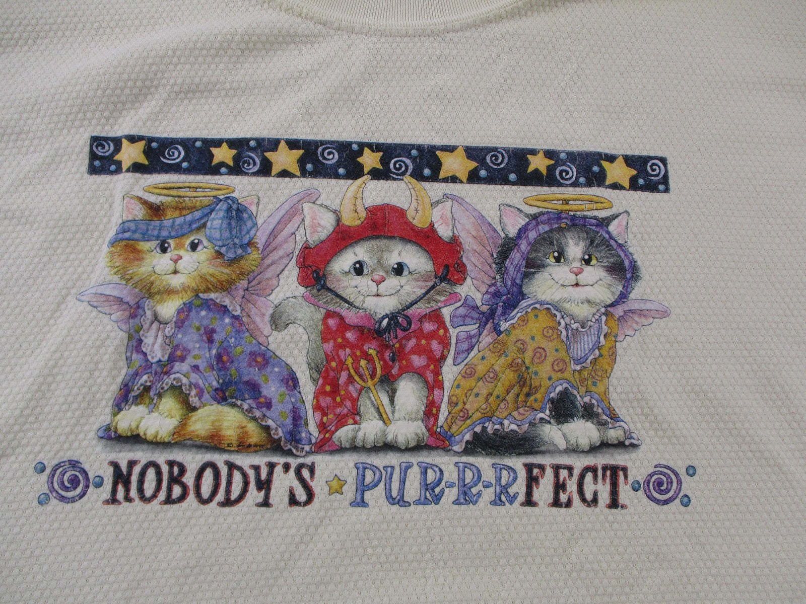 Vintage Won's Wear Nobody's Purr-Rfect Shirt Mens Large Yellow Cat Graphic Tee2