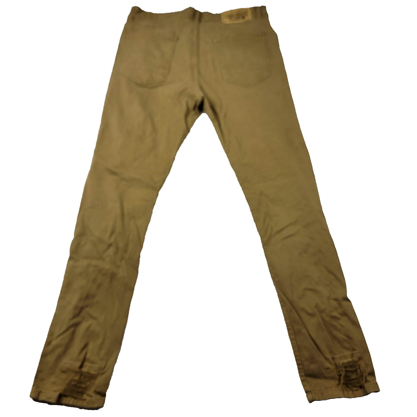 Grindhouse Denim Jeans Mens 36 Khaki Brown Distressed Ripped Moto Stretch