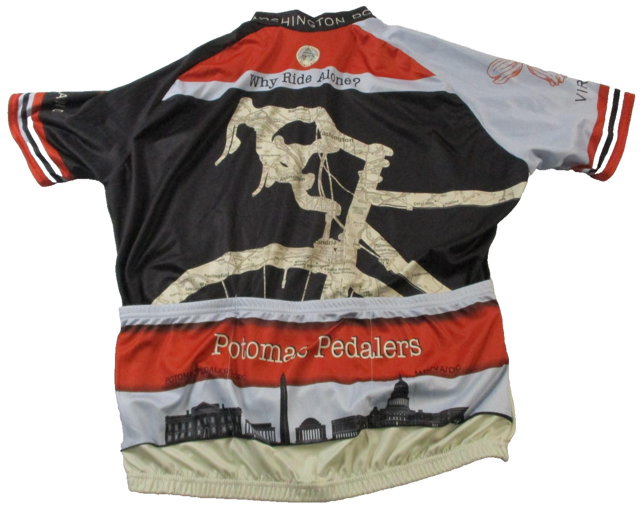 VOmax Potomac Pedalers Cycling Jersey Mens 4XL Washington DC Map Full Zip USA1