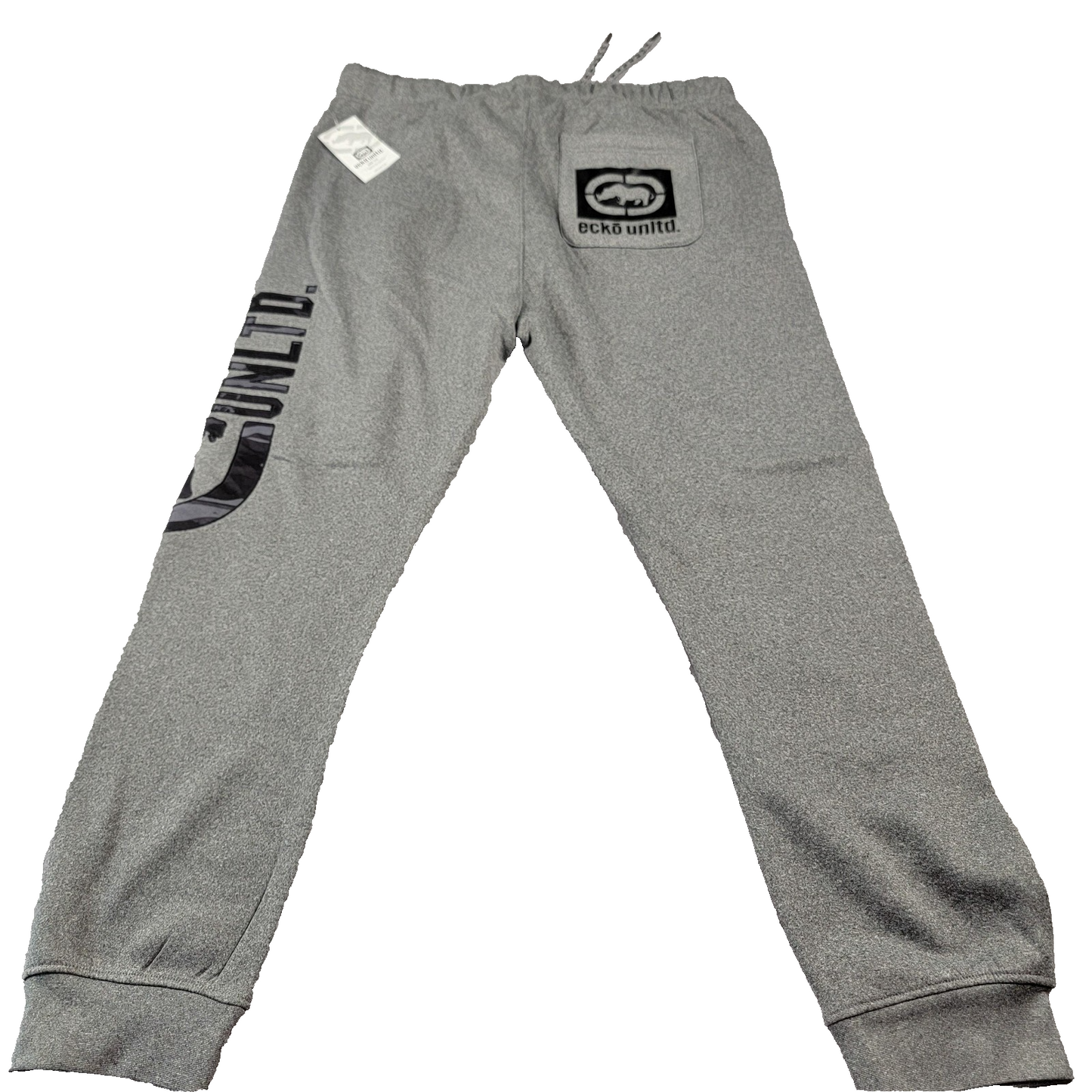 Ecko Unltd Pants Unisex XL Grey Marled Joggers Sweatpants Athletic Logo
