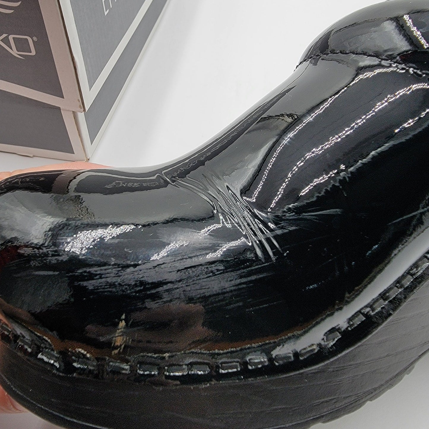 Dansko Wide XP 2.0 Waterproof Pull Up Clog Patent Leather Black 7.57