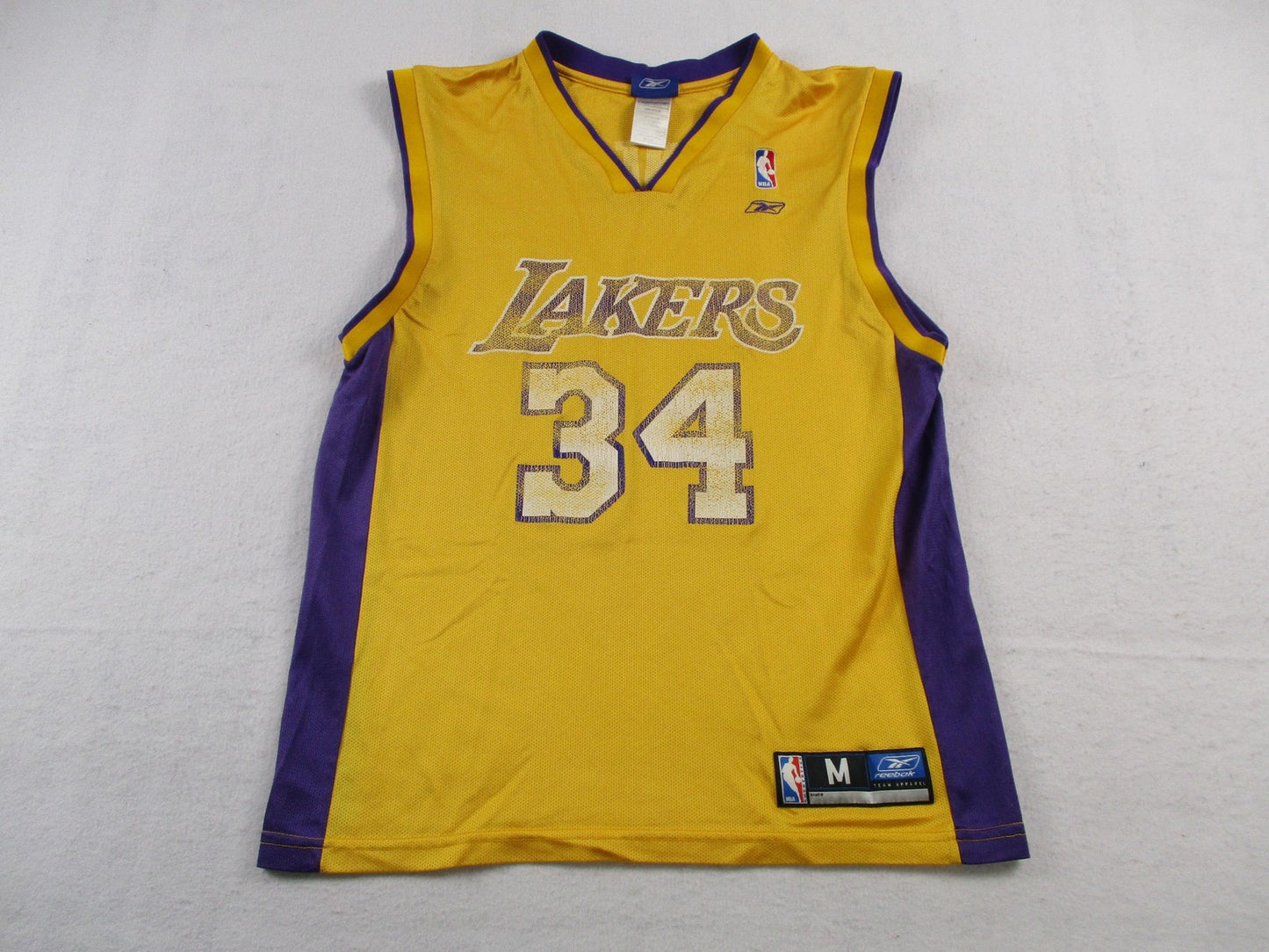 Los Angeles Lakers Jersey Mens Medium Gold NBA Shaquille O'Neal 34 Reebok 16970