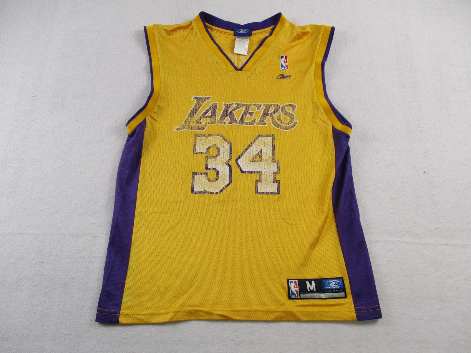 Los Angeles Lakers Jersey Mens Medium Gold NBA Shaquille O'Neal 34 Reebok 16970