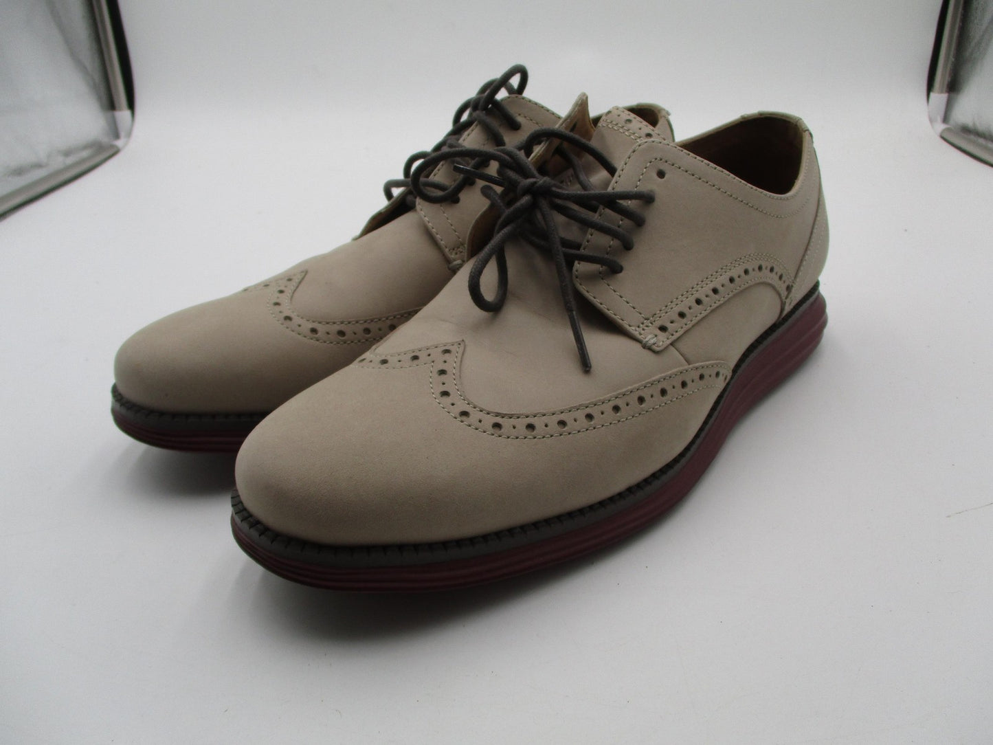 Cole Haan OriginalGrand Shoes Mens Size 10.5 Beige Wingtip Brogue Dress Oxford0