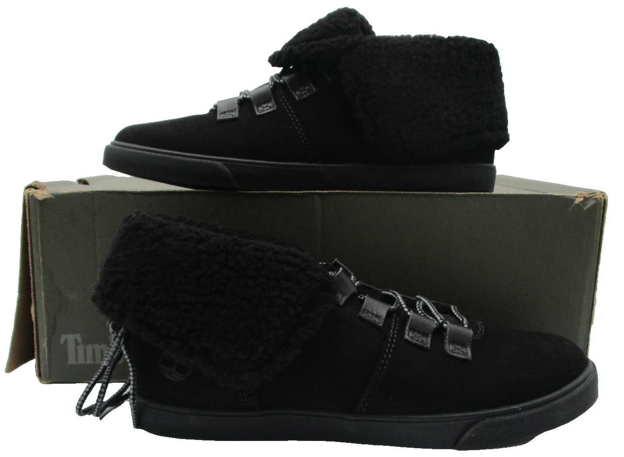 Timberland Dausette Fleece Fold Down Snow Boots Womens Size 7.5 Black Nubuck0