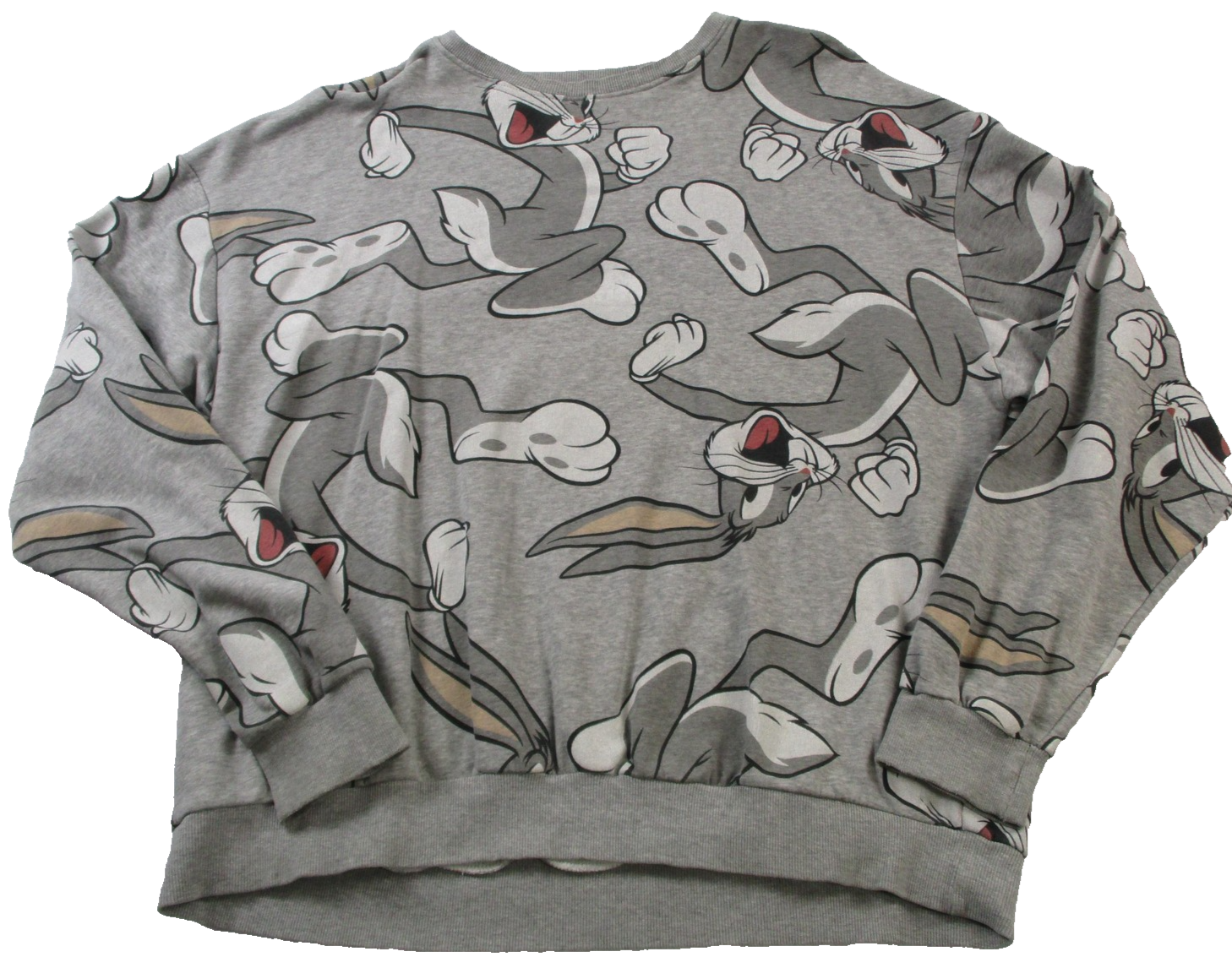 H&M Looney Tunes Bugs Bunny AllOver Print Crewneck Sweatshirt XL Gray 16090