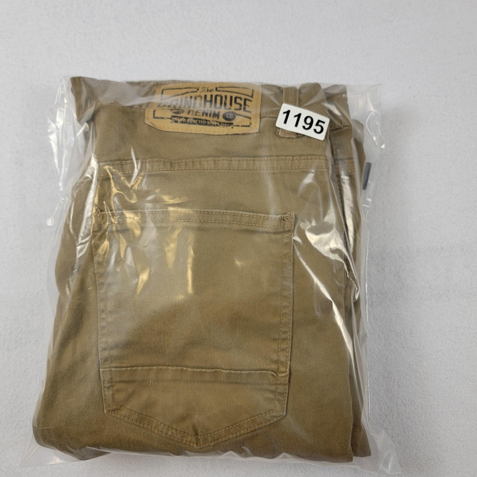 Grindhouse Denim Jeans Mens 36 Khaki Brown Distressed Ripped Moto Stretch