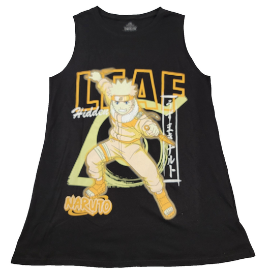 Naruto Shippuden Tank Hidden Leaf Village Black Sleeveless Tee Men’s Size L 11650