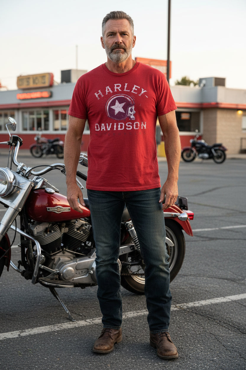 Harley-Davidson Shirt Mens 2XL Red Skull Helmet Graphic Barnett El Paso TX0