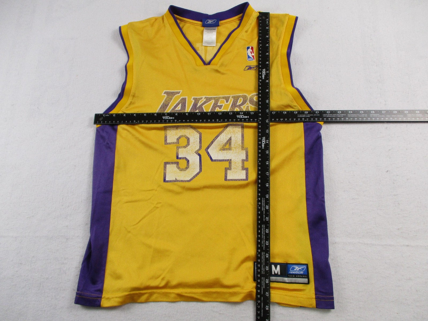 Los Angeles Lakers Jersey Mens Medium Gold NBA Shaquille O'Neal 34 Reebok 16977