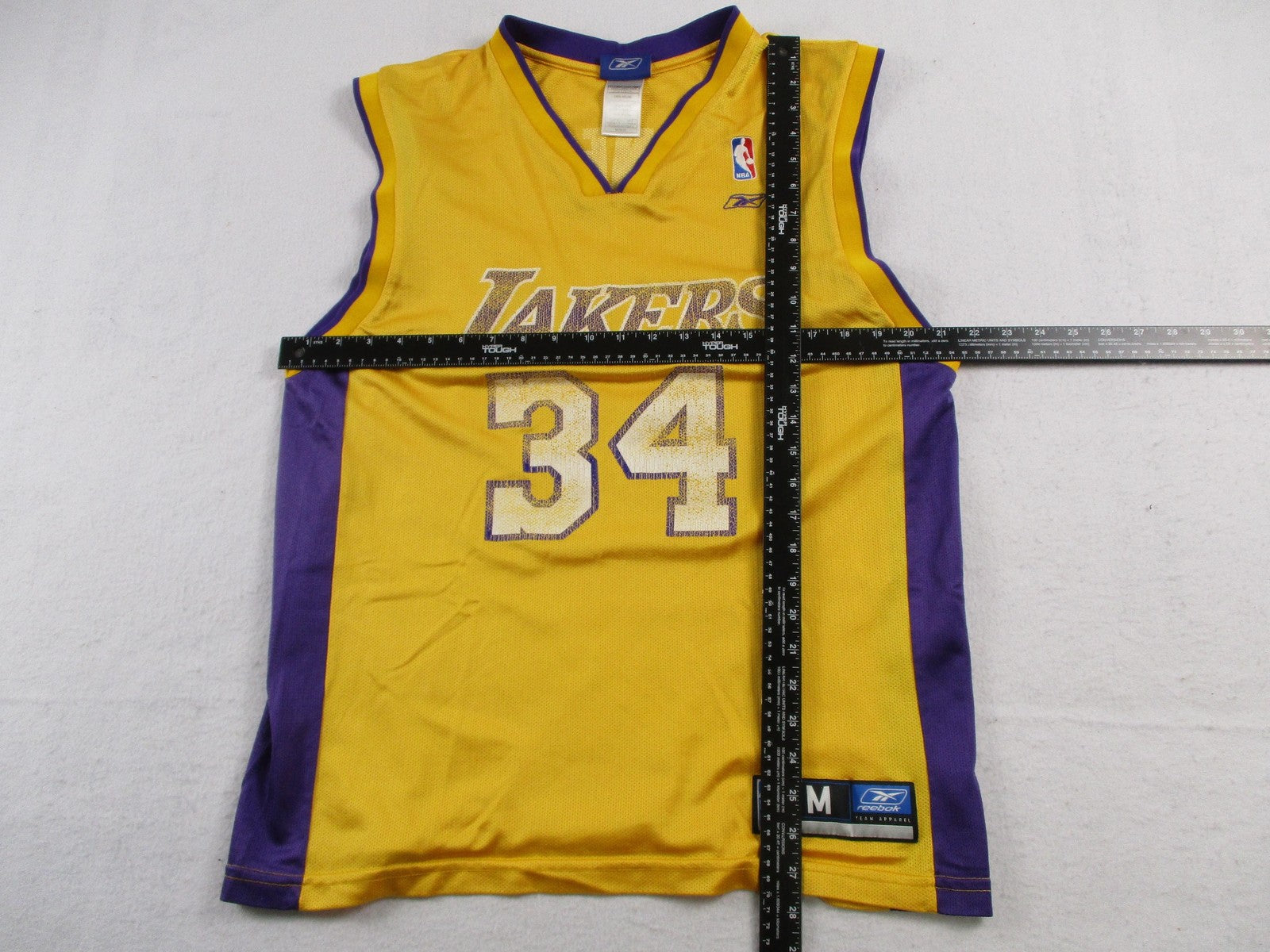 Los Angeles Lakers Jersey Mens Medium Gold NBA Shaquille O'Neal 34 Reebok 16977