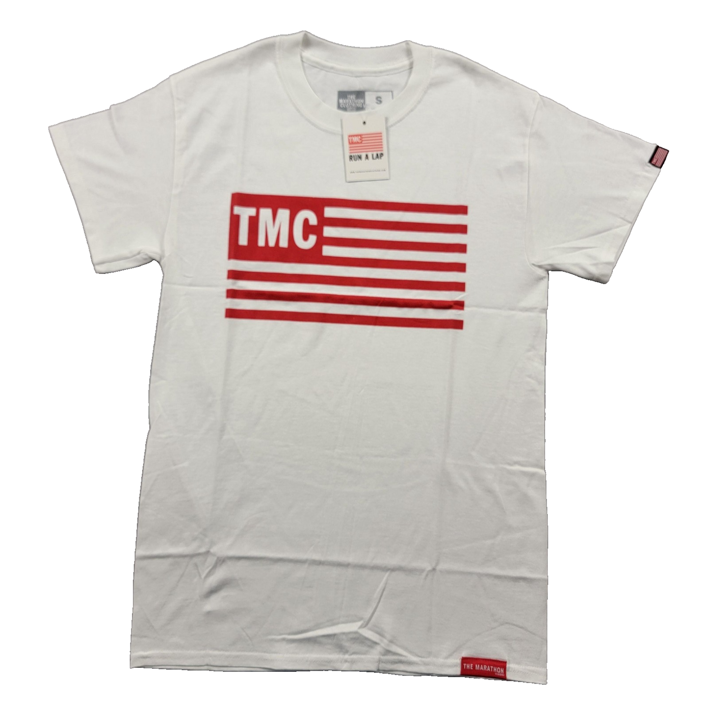 The Marathon Clothing TMC Shirt Mens Small White Graphic Tee Logo Run A Lap0