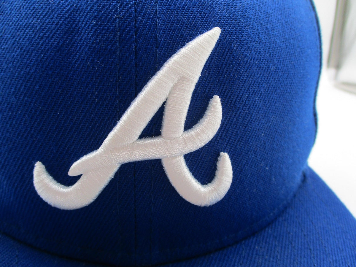 Atlanta Braves Hat Cap Fitted Mens 7 1/8 Blue MLB Baseball 59FIFTY New Era9