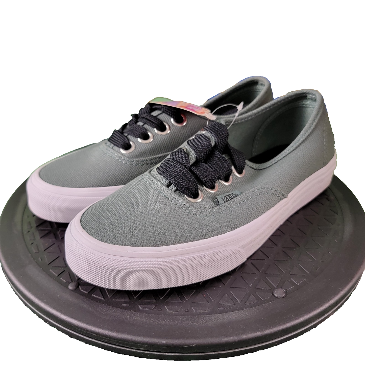 Vans Authentic (Oversize Laces) Women’s 6.5 Men 5 Green Black Canvas Skate Shoes1