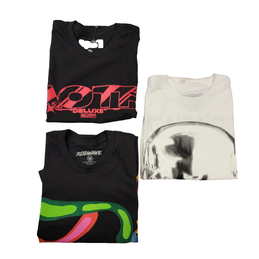 3 Pack Streetwear Tees Mens Medium Bobby Shmurda/Rod Wave/AOTP Deluxe