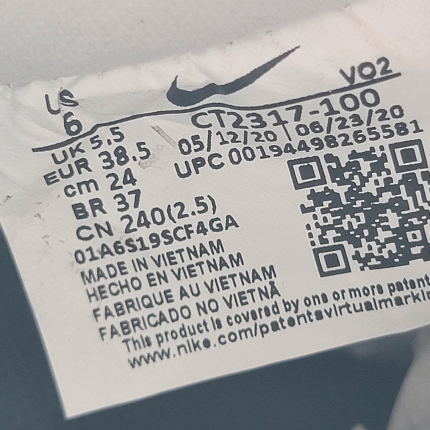 Air Force 1 Craft 'White Obsidian' Sz 6M CT23171006