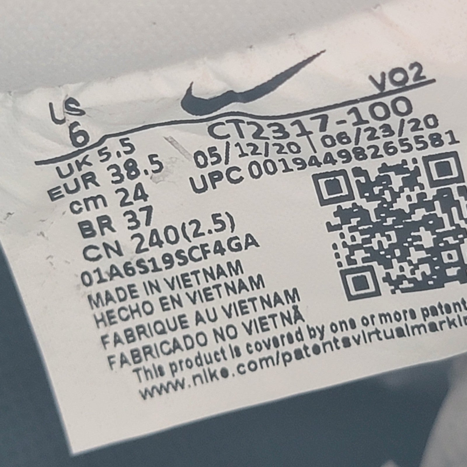 Air Force 1 Craft 'White Obsidian' Sz 6M CT23171006