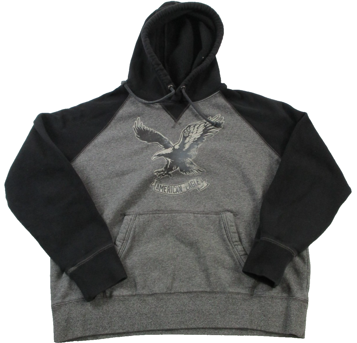 American Eagle Outfitters Hoodie Mens Large Gray Fleece Sweatshirt Eagle Graphic0