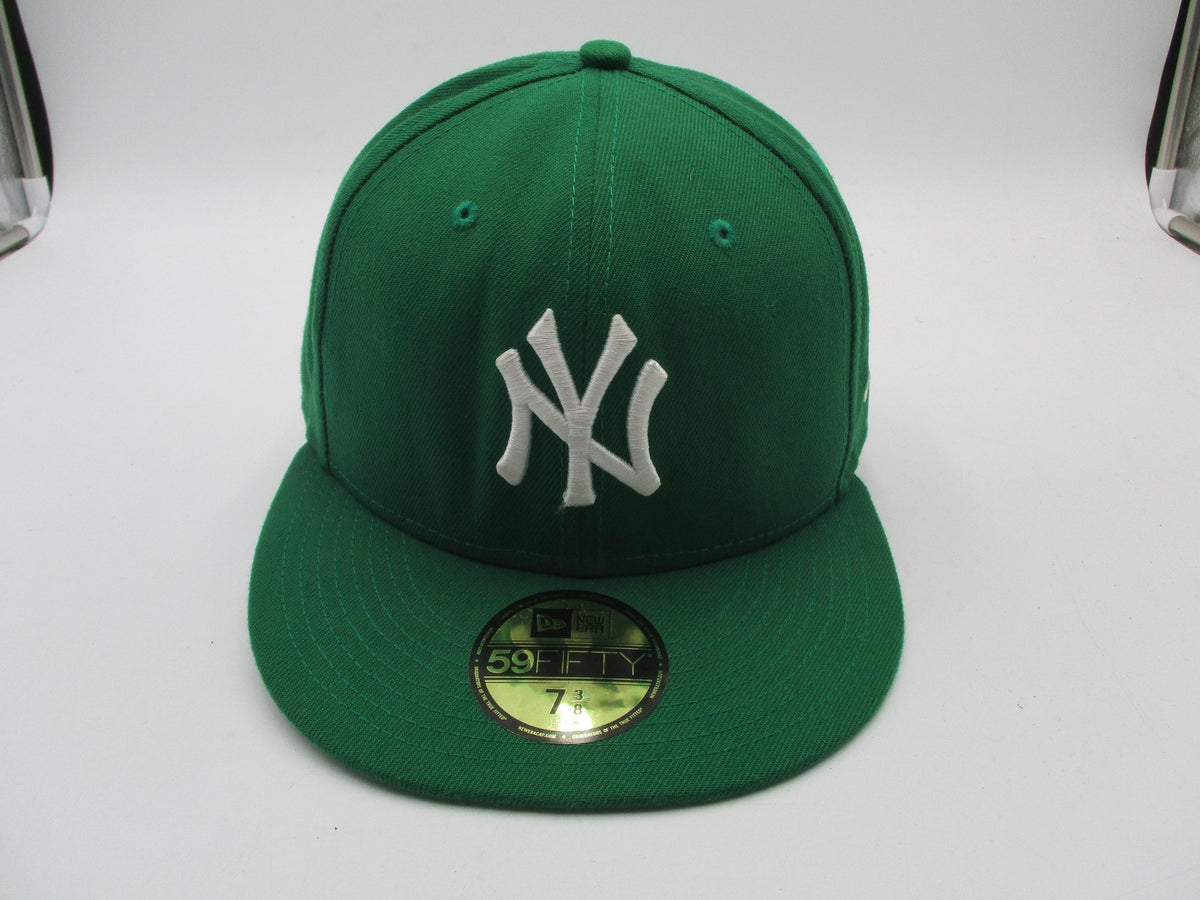 New York Yankees Hat Cap Fitted Mens 7 3/8 Green MLB Baseball 59FIFTY New Era1
