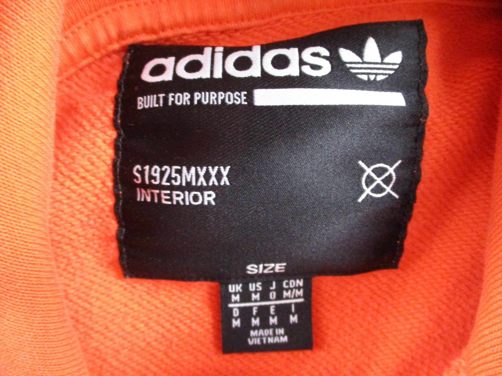 Adidas Hoodie Mens Medium Orange Fleece Sweatshirt Built For Purpose Trefoil2