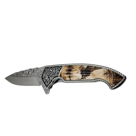 American Eagle 4.5" Ivory Drop Point Collectible Folding Knife0