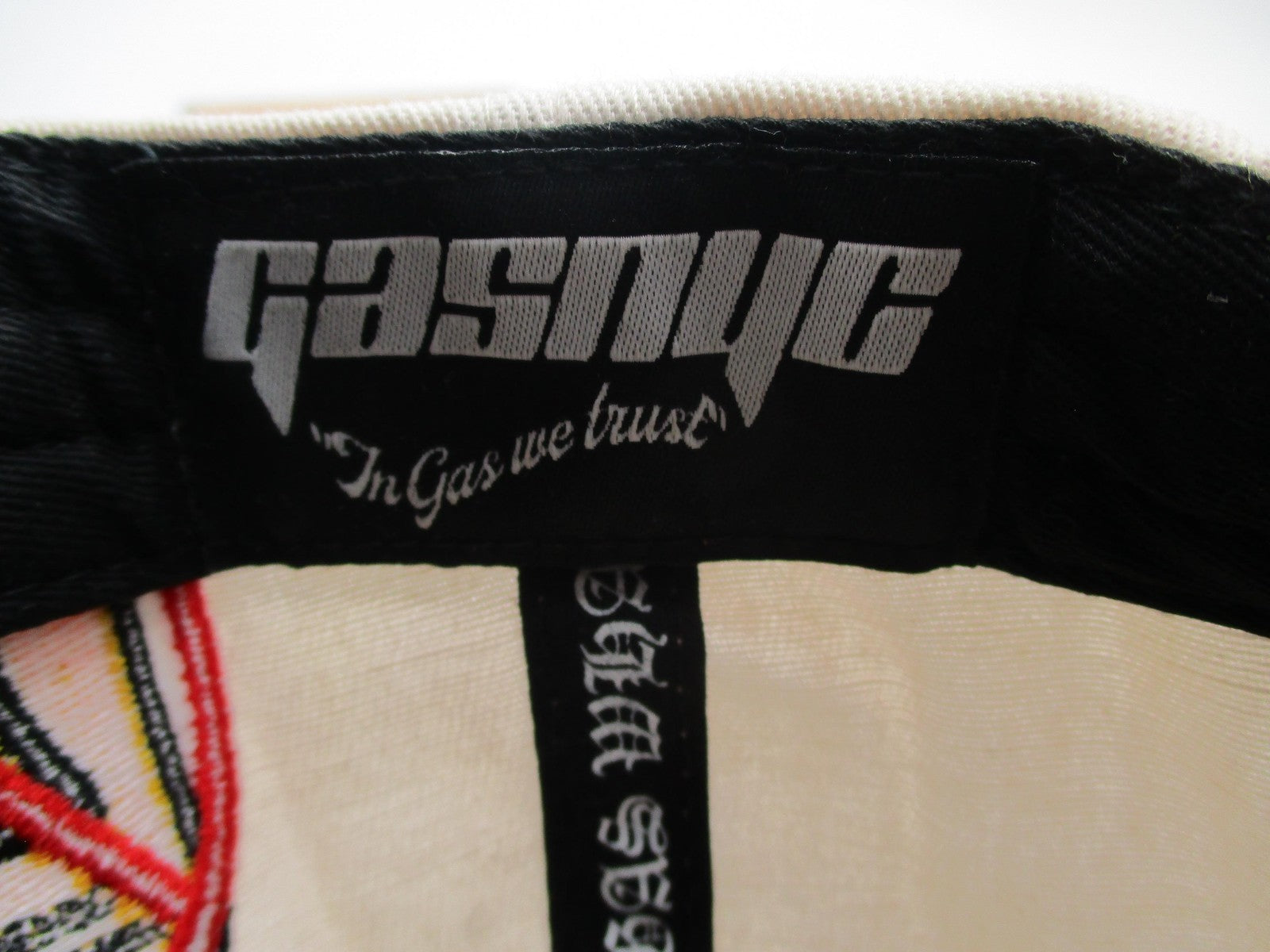 GASNYC Hat Cap Snap Back Mens One Size Beige Black GAS Graphic Embroidered Funny15