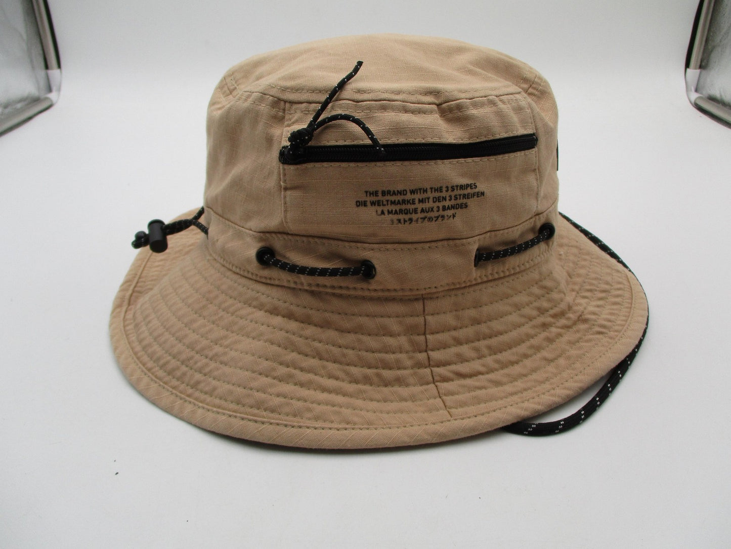 Adidas Hat Cap Bucket Mens One Size Beige Canvas Trefoil Logo Outdoor Hiking5