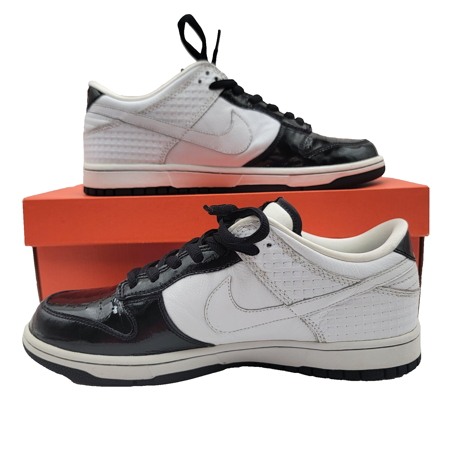 Nike Dunk Low Premium Shoes Mens Size 10.5 White Black Patent Leather 3076961131