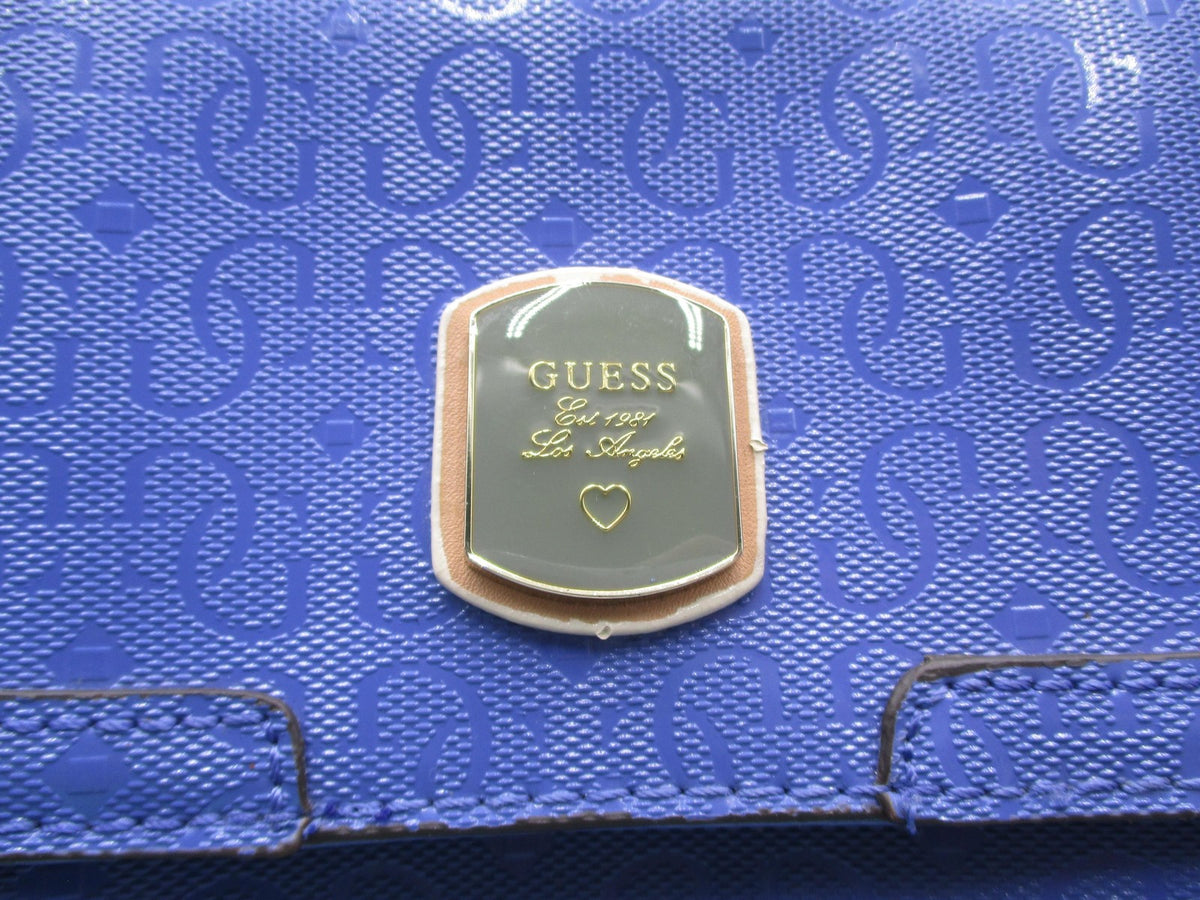 Guess Crossbody Bag Womens Small Blue Logo Faux Leather Magnetic Flap Purse1