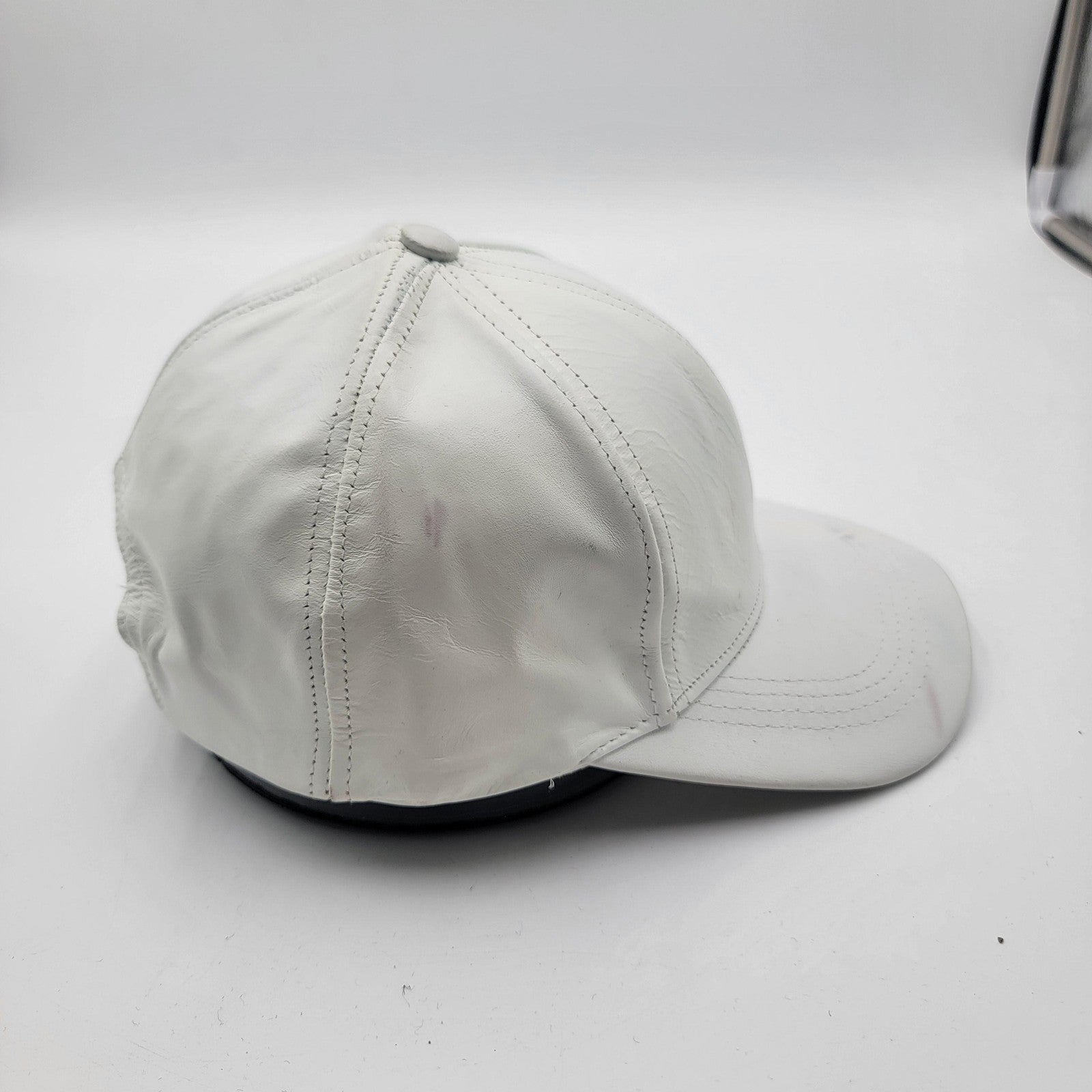 Genuine Leather Hat Cap Strap Back White USA Made One Size Mens Classic4