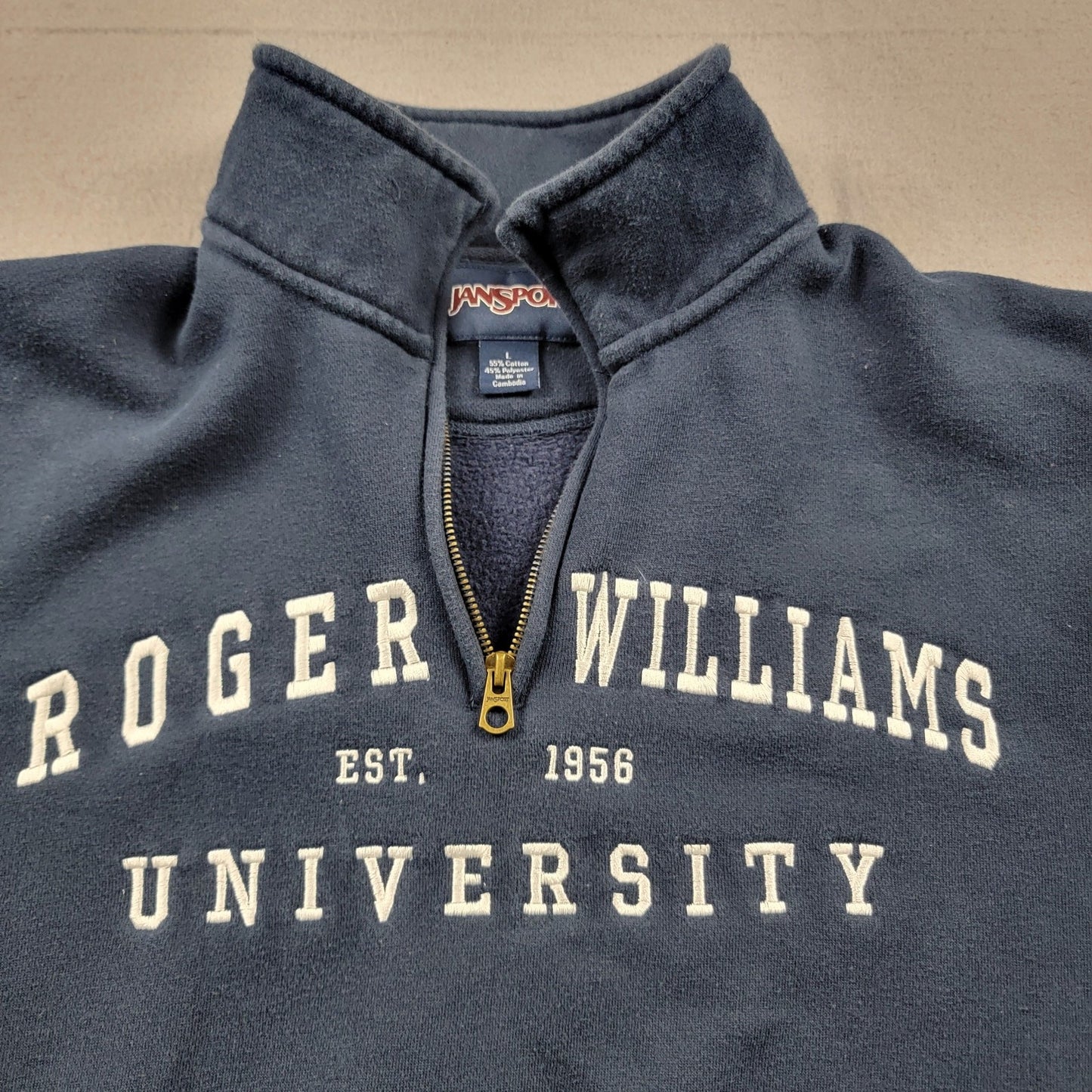 90s Vintage Roger Williams University ZipUp Blue Sz L