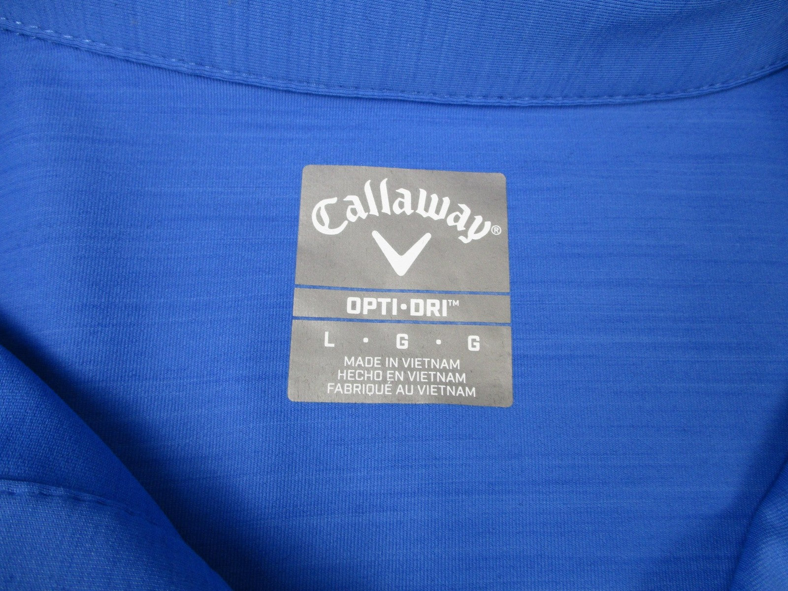Callaway OptiDri Polo Shirt Mens Large Blue V Cooling UPF 50 Golf